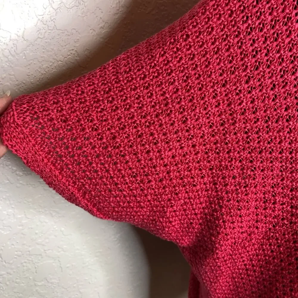 Chico’s bright pink lightweight knit wrap sweater size Small / Medium S/M NWT